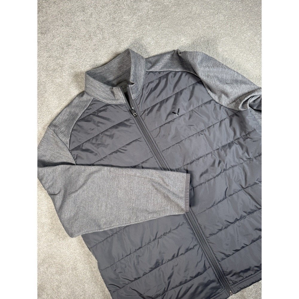 Callaway Golf Men Full Zip Quilted Puffer Jacket Tradewinds Platinum Gray Sz XL